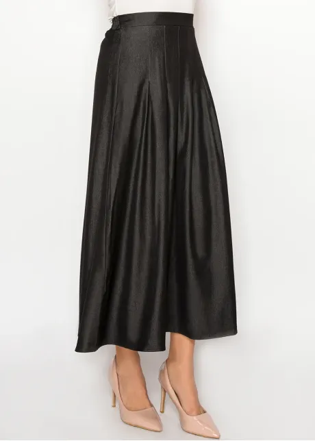 Elegant Denim Black A-Line Skirt