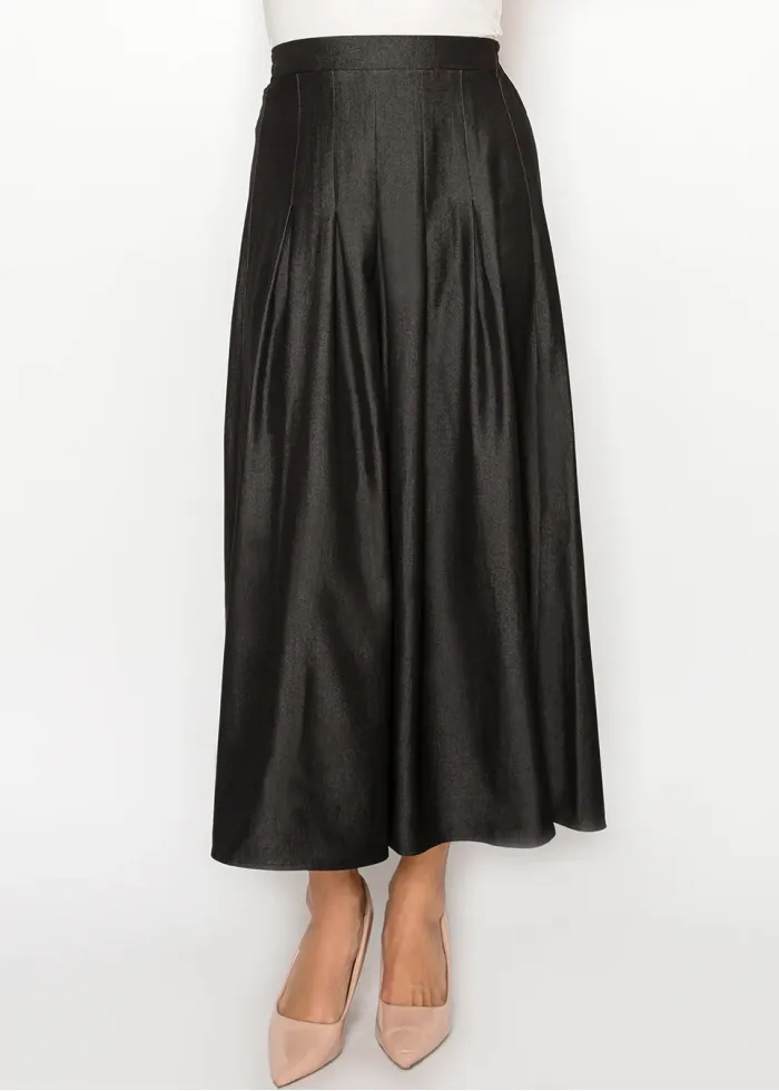 Elegant Denim Black A-Line Skirt