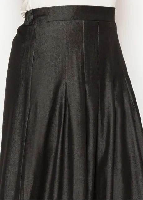 Elegant Denim Black A-Line Skirt