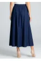 Dark Navy Pleated Denim Midi Skirt