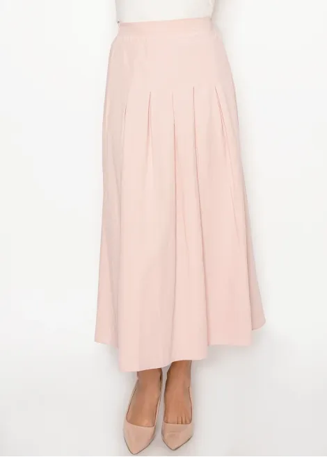 Blush A-Line Skirt with Soft Front Pleats