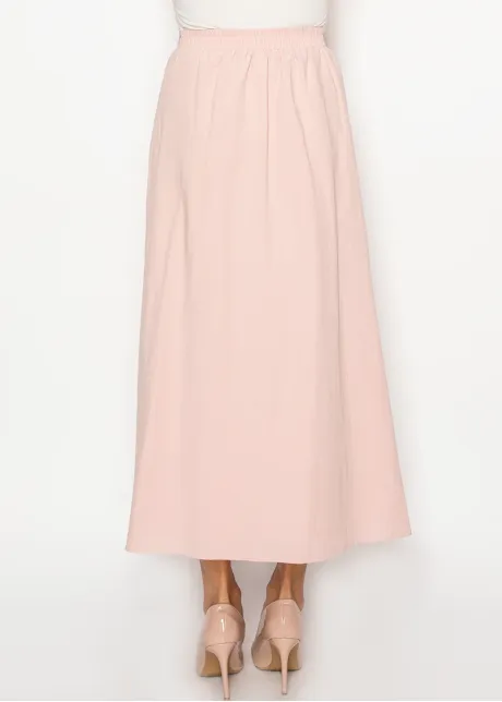 Blush A-Line Skirt with Soft Front Pleats