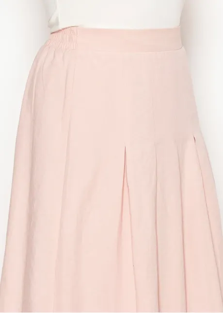 Blush A-Line Skirt with Soft Front Pleats