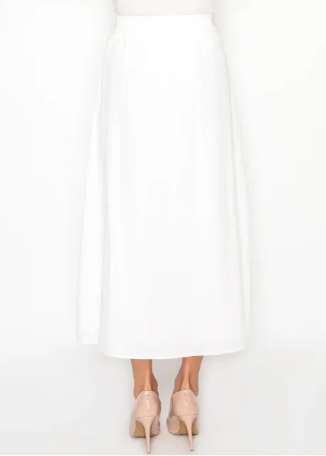 White Full Midi Skirt with Elastic Waist