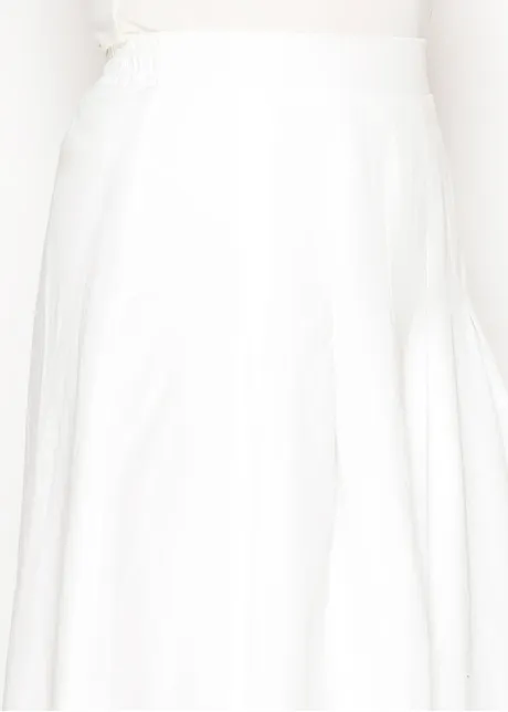 White Full Midi Skirt with Elastic Waist