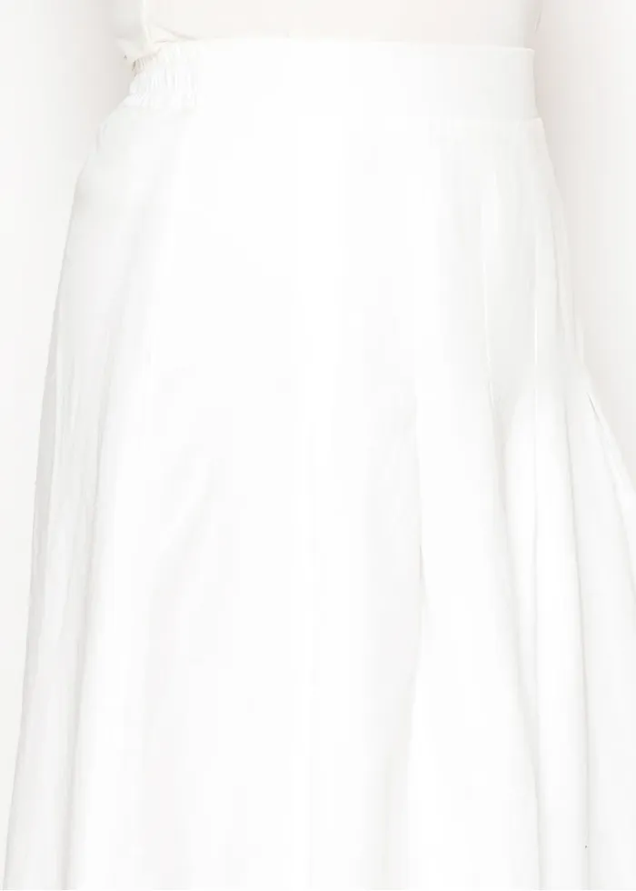White Full Midi Skirt with Elastic Waist