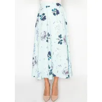 Garden Bloom A-Line Skirt in Aqua