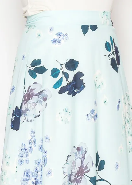 Garden Bloom A-Line Skirt in Aqua