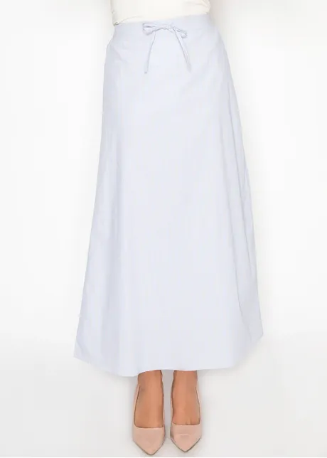 Light Blue Pinstripe Skirt with Tie Waist