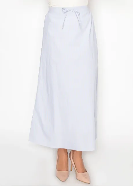 Light Blue Pinstripe Skirt with Tie Waist