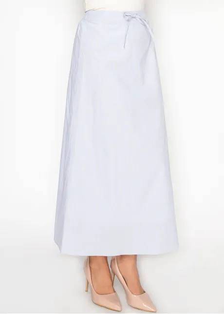 Light Blue Pinstripe Skirt with Tie Waist