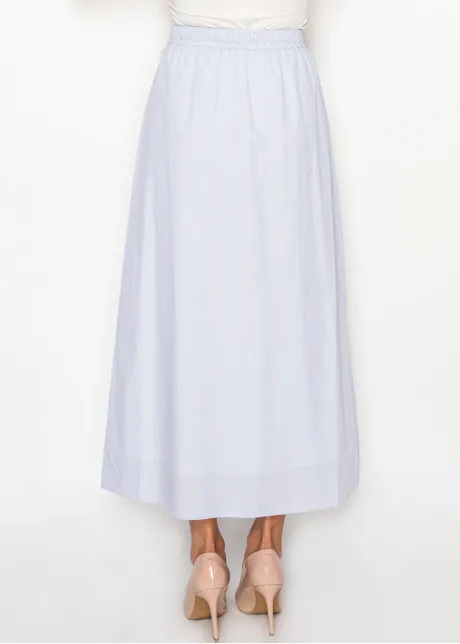 Light Blue Pinstripe Skirt with Tie Waist