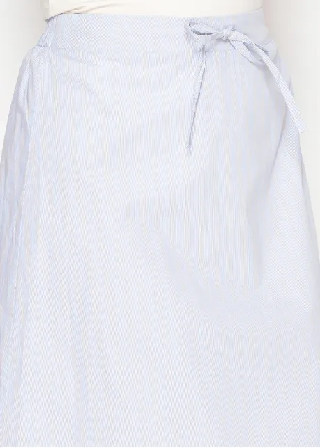 Light Blue Pinstripe Skirt with Tie Waist
