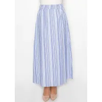Blue Stripe Cotton Maxi Skirt