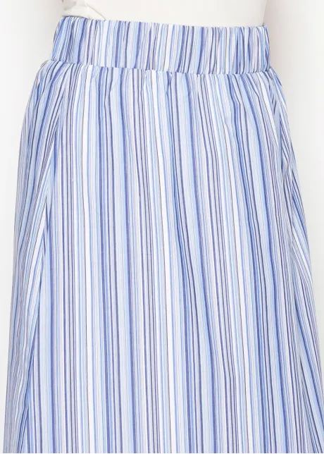 Blue Stripe Cotton Maxi Skirt