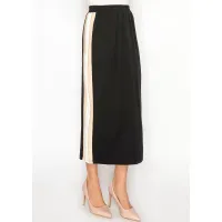 Black Midi Skirt with Contrast Side Panels