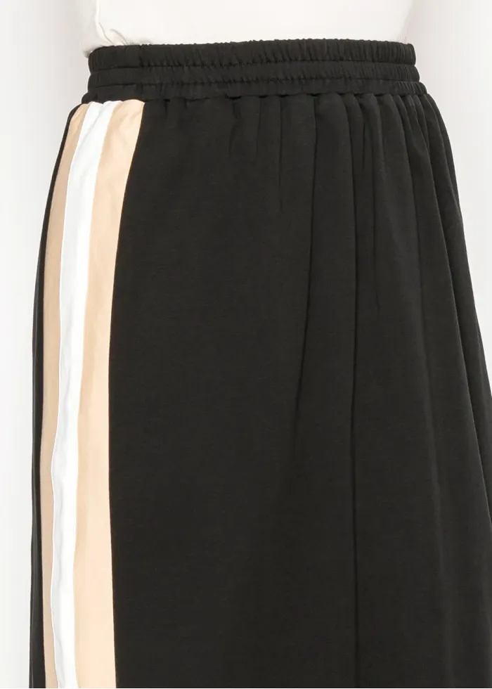 Black Midi Skirt with Contrast Side Panels
