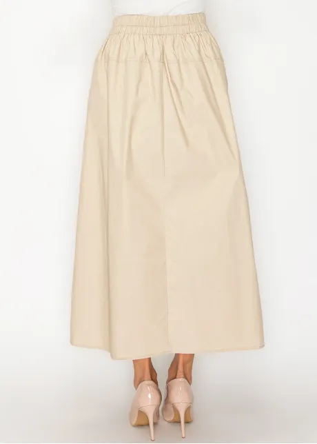 Lightweight Cotton A-Line Skirt — Beige