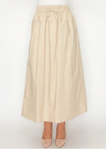 Lightweight Cotton A-Line Skirt — Beige