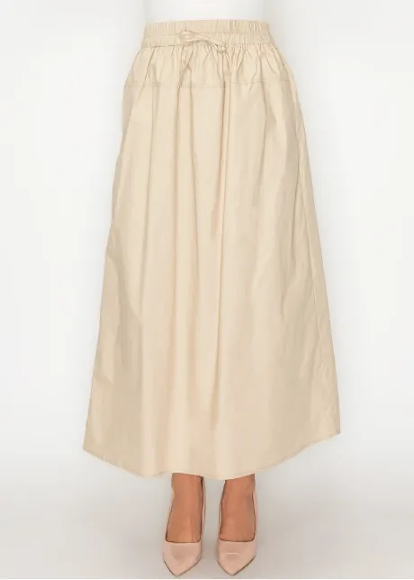 Lightweight Cotton A-Line Skirt — Beige