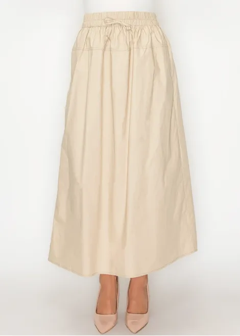 Lightweight Cotton A-Line Skirt — Beige