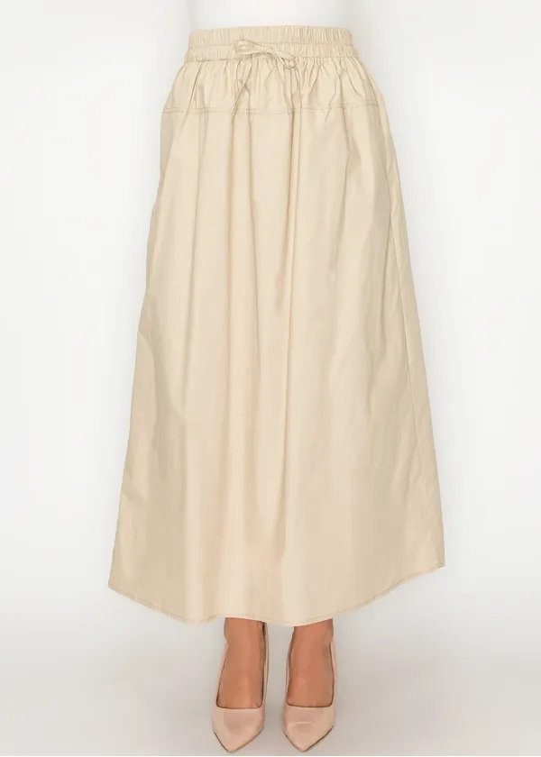 Lightweight Cotton A-Line Skirt — Beige