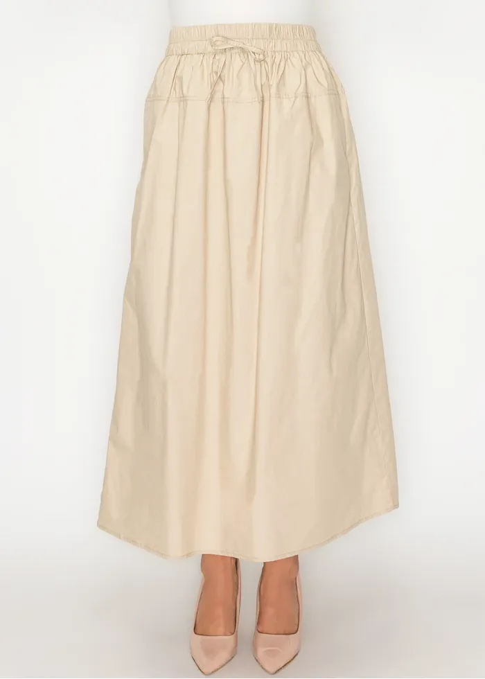 Lightweight Cotton A-Line Skirt — Beige