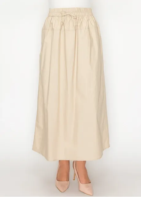 Lightweight Cotton A-Line Skirt — Beige