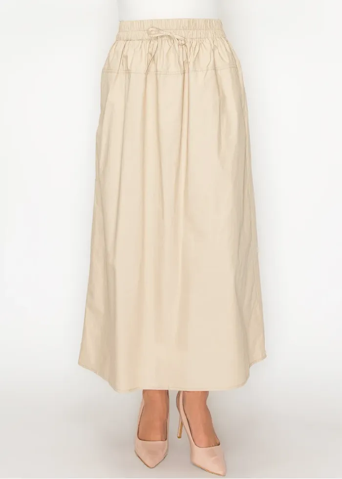 Lightweight Cotton A-Line Skirt — Beige