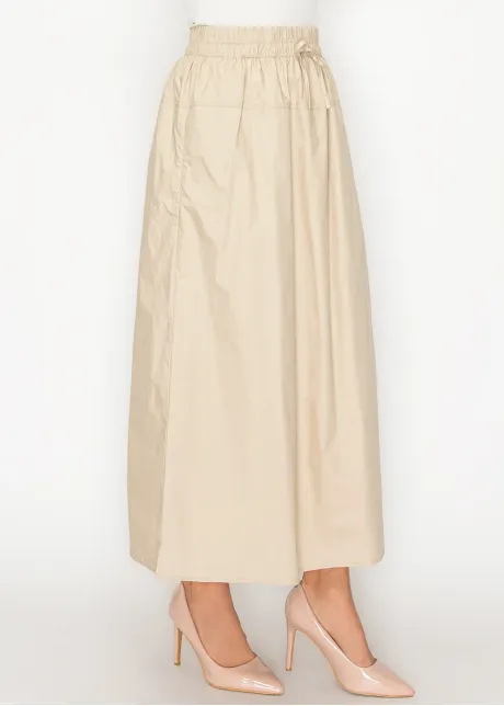 Lightweight Cotton A-Line Skirt — Beige