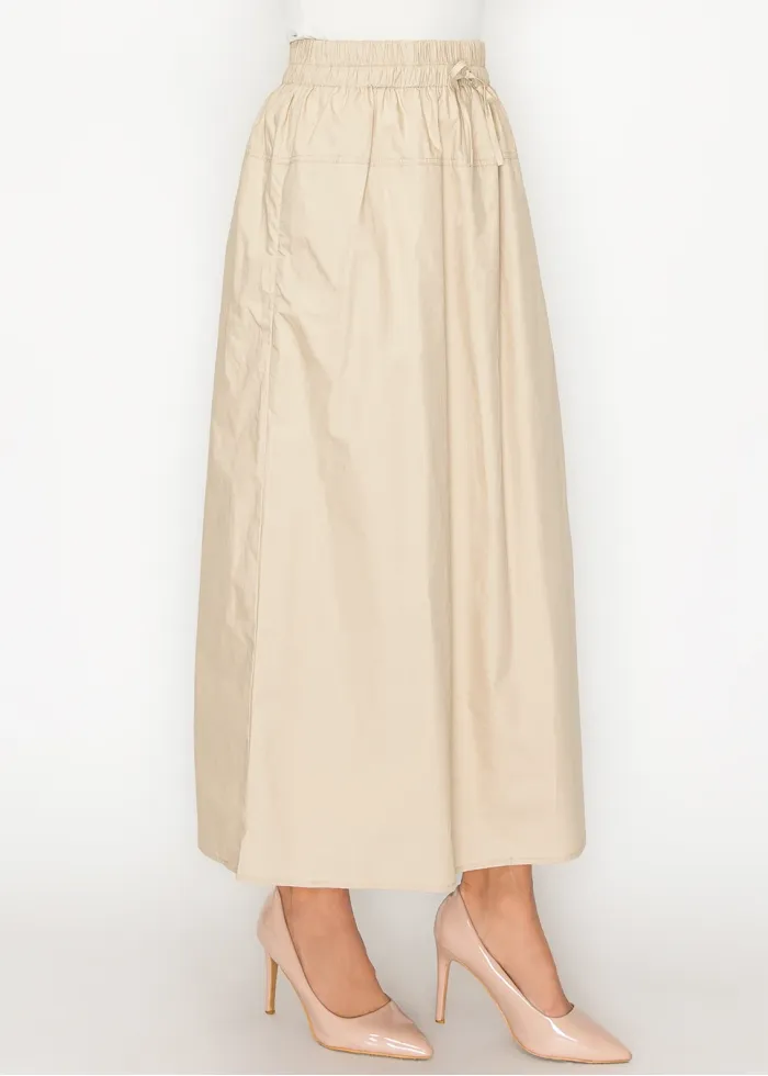 Lightweight Cotton A-Line Skirt — Beige