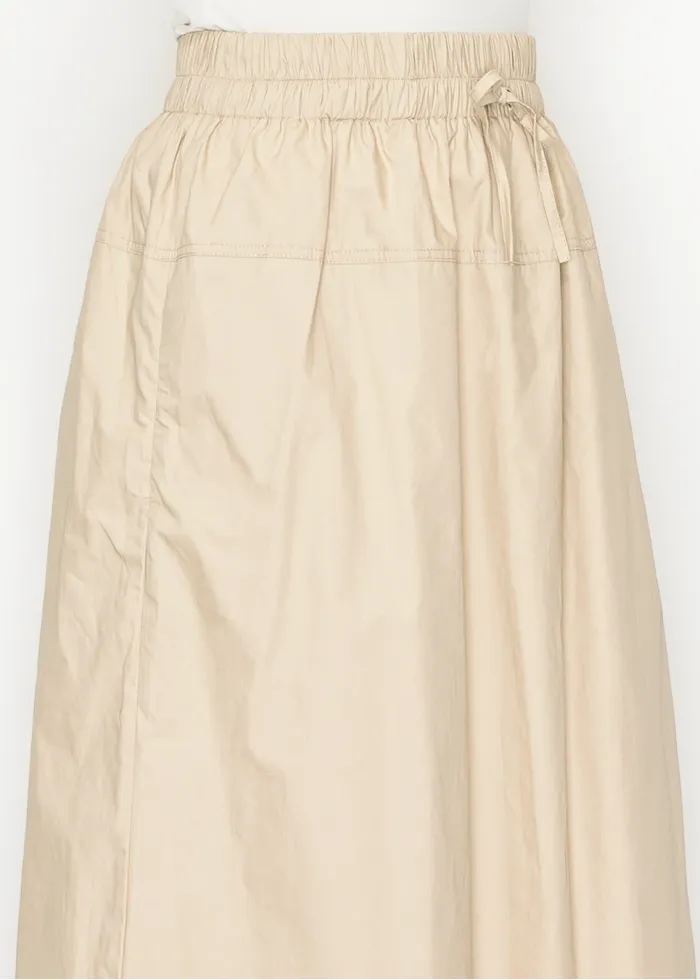 Lightweight Cotton A-Line Skirt — Beige