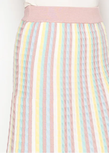 Textured Pastel Stripe Knit Maxi Skirt