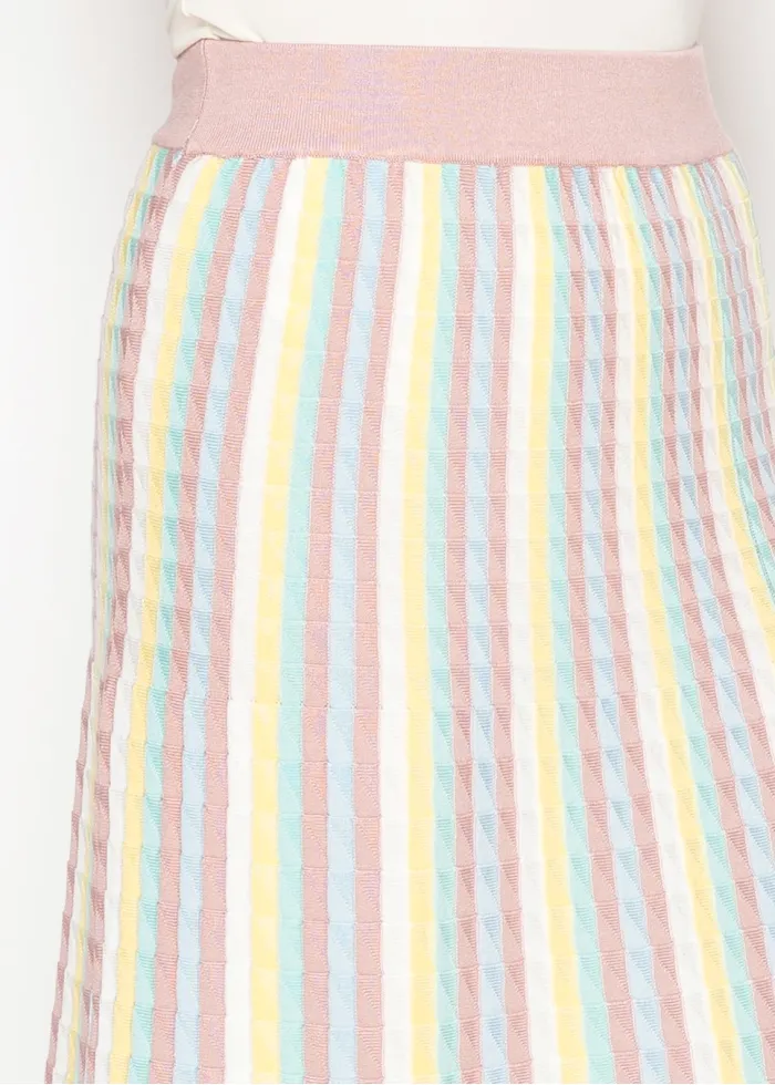 Textured Pastel Stripe Knit Maxi Skirt
