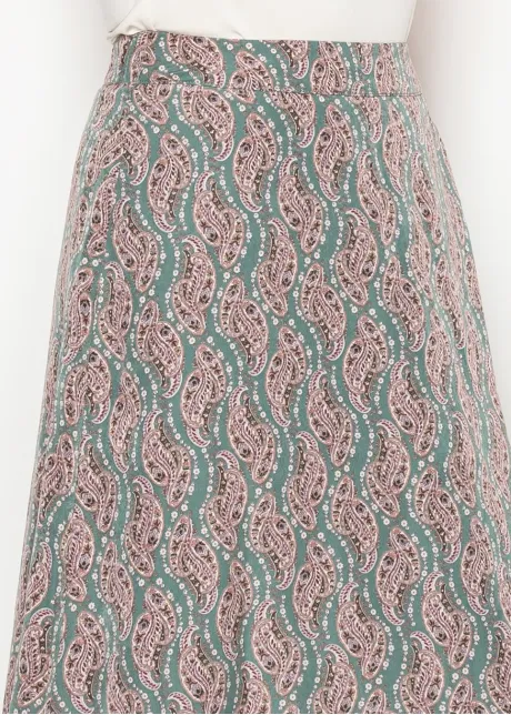 Sage Paisley Modest A-Line Skirt