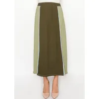 Olive Colorblock Cotton Skirt