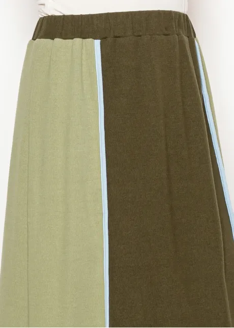 Olive Colorblock Cotton Skirt