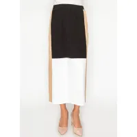 Colorblock Skirt in Black White and Camel