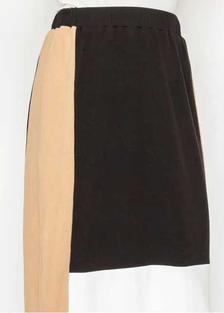 Colorblock Skirt in Black White and Camel