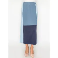 Three-Tone Blue Skirt with Elastic Waist