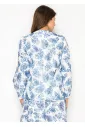 White Blouse with Blue Watercolor Floral Print