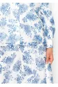 White Blouse with Blue Watercolor Floral Print