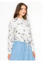 Floral Button Blouse with Drawstring Waist