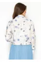 Floral Button Blouse with Drawstring Waist