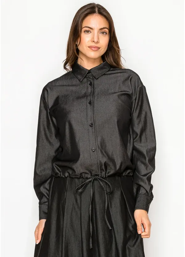 Black Button-Down Top with 3 Skirt Options