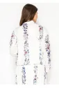 White Floral Stripe Button Down Blouse