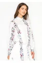 White Floral Stripe Button Down Blouse