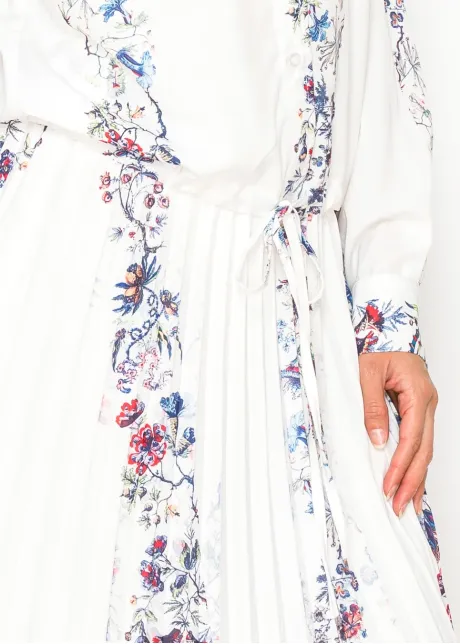 White Floral Stripe Button Down Blouse