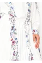 White Floral Stripe Button Down Blouse