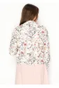 Floral Blouse with Drawstring Hem in White
